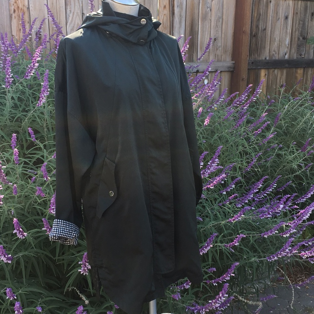 Zara Dark Green Jacket, Hooded, Gingham Cuffs